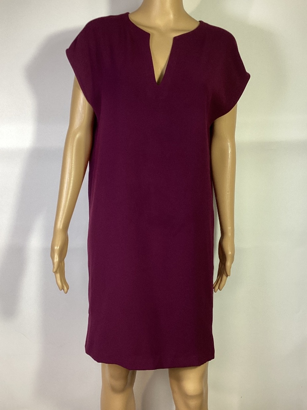Theory Saturnina NP Urban Crepe Shift Dress Burgundy Plum Sz S